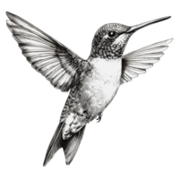 Hummingbird in flight against a white background png
