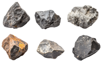 Various types of rocks showcasing different textures and colors, cut out - stock . png