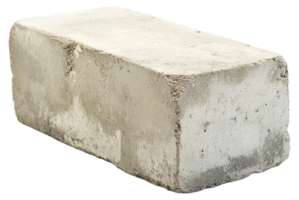 A plain concrete block on a white background ideal for construction and building projects, cut out - stock . png