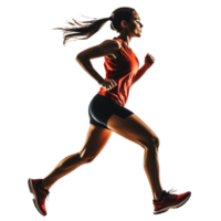 Athlete running in silhouette against a white background png
