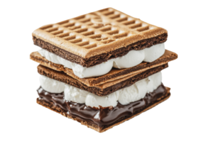 Delicious dessert featuring layers of chocolate, marshmallow, and wafer stacked neatly against a white background png
