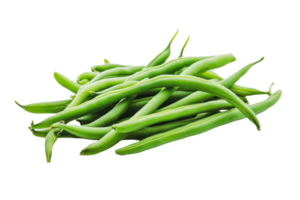 Fresh green beans arranged on a white background, highlighting their vibrant color and natural texture png