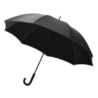 Black umbrella resting upright on a white background png