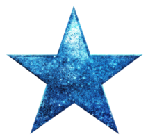 Blue glitter star with sparkling texture on a white background, cut out - stock . png
