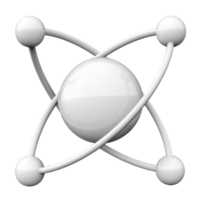 Three-dimensional molecular structure with four orbiting atoms on a white background, cut out - stock . png