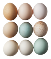 Various colored eggs arranged in a grid pattern png
