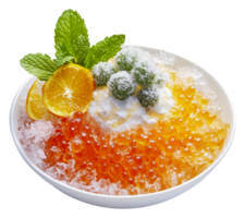 Vibrant dessert bowl with ice and fruit png