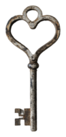 Rustic vintage heart-shaped key displayed png