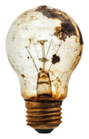 Old and rusty light bulb on a plain background png