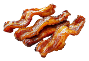 Crispy fried bacon strips on a white background png