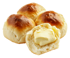 Freshly baked rolls served with butter on a table png