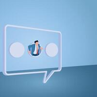 A man comes out of a chat bubble, an illustration for open communication. vector