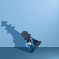 A man holds a small chess pawn with the shadow of a king, an illustration for big dreams. vector