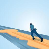 A man running on a bridge made of keys. Illustration for business keys, business systems and strategies, opportunities and motivation. vector