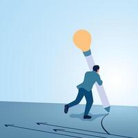 A man writes a path with a pencil idea. Illustration for making your own business path, career planning, skill development, professional way. vector
