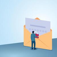A man puts a padlock on an email envelope. Illustration for email security, digital protection, privacy and confidentiality. vector