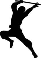 silhouette of a ninja posing vector