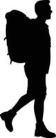 side view of backpacker silhouette vector