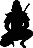 ninja pose silhouette vector
