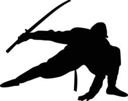 pose of ninja silhouette vector