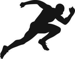 a silhouette of a man running in the air with a banner that says silhouette. vector