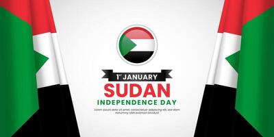 Sudan independence day banner background design template with realistic waving flag vector