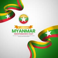 Myanmar independence day square banner background for national celebration vector