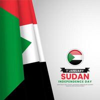Sudan independence day realistic flag on white background. Template for Banner, greeting card, feed vector