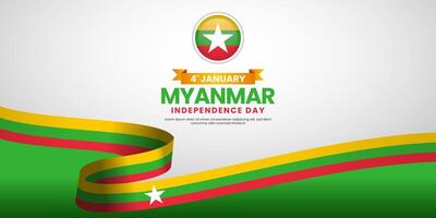 Myanmar independence day greeting card, banner with template text illustration vector