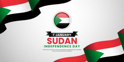 Sudan independence day banner background design template with realistic waving flag vector
