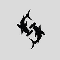 logo design of two hammer sharks forming the letter S vector