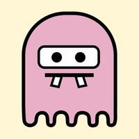 Quirky Pink Ghost with Ninja Mask and Fun Bold Cartoon Look vector