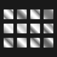 Silver metallic gradient set. Brilliant shape metal background. Glossy design for frames, banners, ribbons and labels. illustration vector