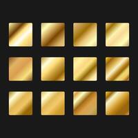 Golden metallic gradient set. Foil shape metal background. Glossy design for frames, banners, ribbons and labels. illustration vector