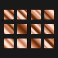 Bronze metallic gradient set. Copper shape metal shape. Glossy design for frames, banners, ribbons and labels. illustration vector