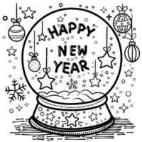Snow globe coloring picture Happy new year vector