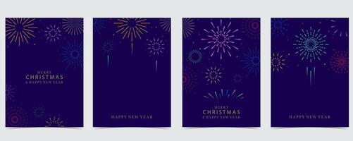 firework happy new year on night background.Editable illustration for vertical design vector