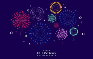 firework happy new year on night background on horizontal vector