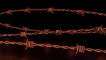 The Rusty Barbed wire on Black Background for Abstract or war concept 3d rendering. photo