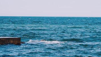 Beautiful sky and blue ocean. Seascape with wide horizon of the sky and the sea video