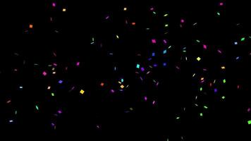 Colorful confetti burst - confetti explodes from the bottom of the frame then double pops and falls glittering to the ground. Festive celebration concept. Overlay with transparent alpha channel. video
