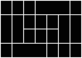 Photo collage grid template, background and rectangle shape for wall mood board, pattern for picture display presentation. vector