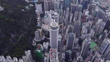 Drone view of a circular building in Hong Kong video