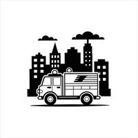 Fast Response Firefighter and Fire Engine ClipArt vector