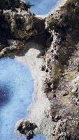 aerial view from flying drone of rocky island in Atlantic ocean video