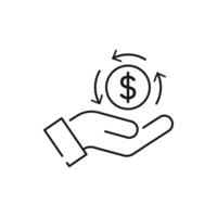 cashback icon, return money, cash back rebate, thin line web symbol on white background - editable stroke illustration eps10 vector