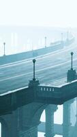 Asphalt highway and mountain in deep fog video