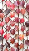 Stems creating a lattice pattern on fabric wall hanging, photorealistic photo