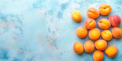 Close-up of several apricots in a random arrangement, culinary photography photo