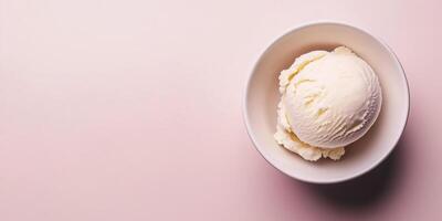 Scoop of dairy-free ice cream in a small dish, with a smooth, even surface, food photography photo